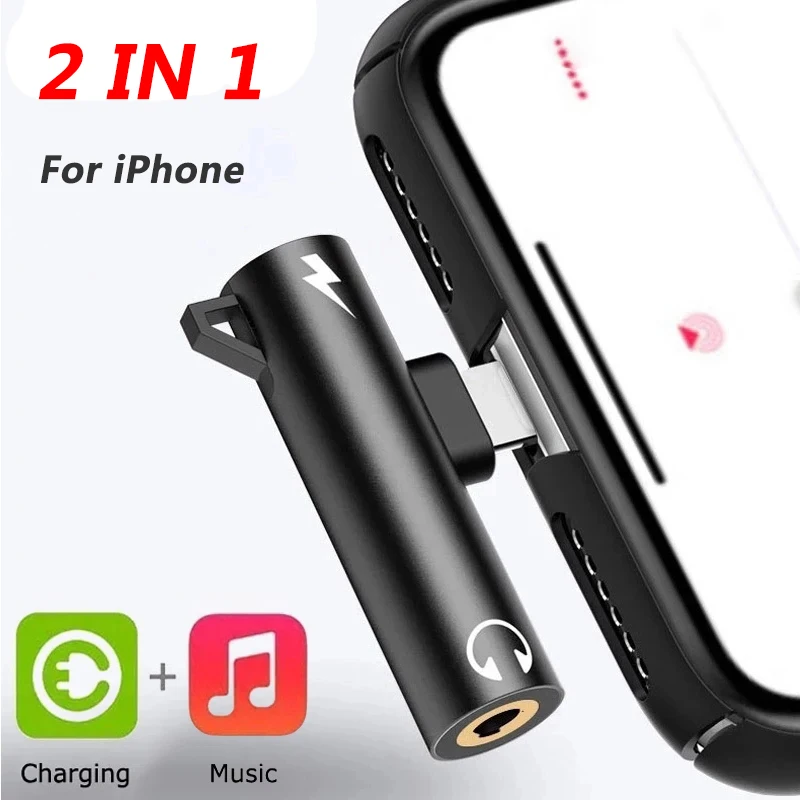 Dual Function Audio & Charging Adapter for iPhone - Lightning to 3.5mm AUX Connector