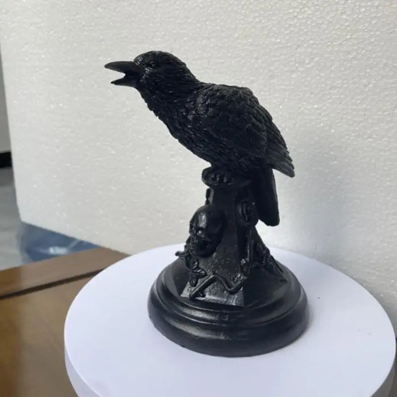 Bougeoir En Résine Chouette Ou Corbeau - Figurine Photophore Gothique Vintage Pour Décoration De Table