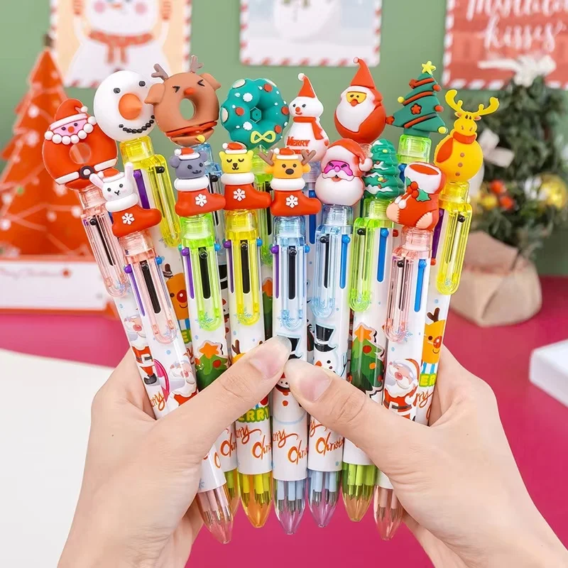 10-20pcs Cartoon Santa Claus Gel Pen 6 Color Student Gift Creative Kawaii Ballpoint Pen School Holiday Writing Stationery
