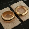 ENFASHION Pulseras Statement Curved Wide Elastic Bangle For Women's 18K Gold Plated Zinc Alloy Jewelry Cocktail B242432 B242433 4