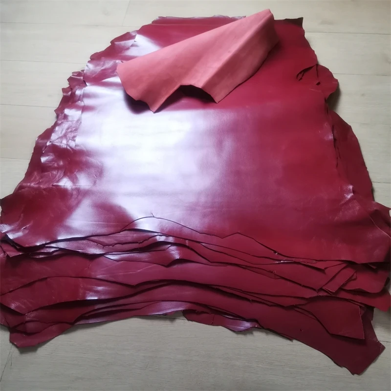 

Wine-Red Sheepskin With Head. Real Leather For DIY Handmade Bag. Shoes . Pack The Stool. Seat Leather Fabric Whole Sheet