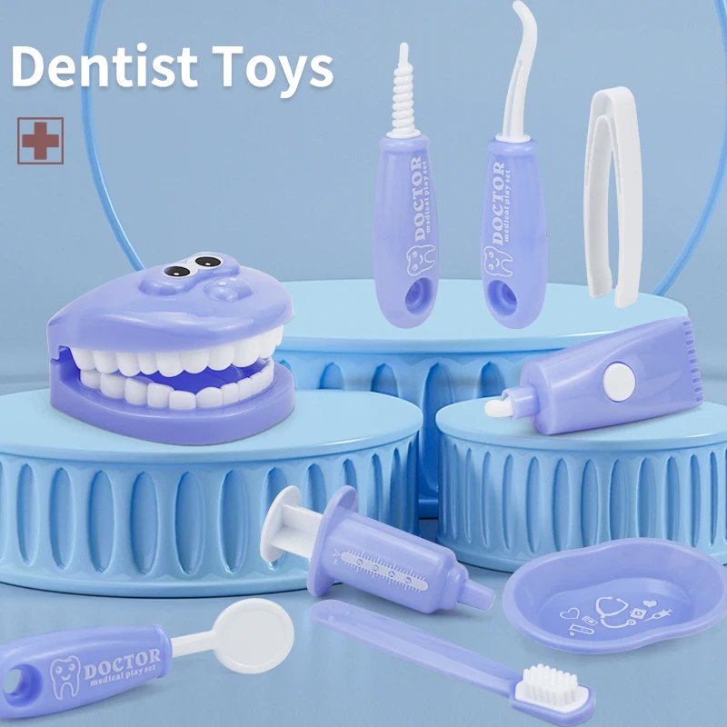 9PCS Dentist Play Set Plastic Simulation Medical Kit Pretend Toy for Kids Hygienic Habbit Cultivation Role Play Game