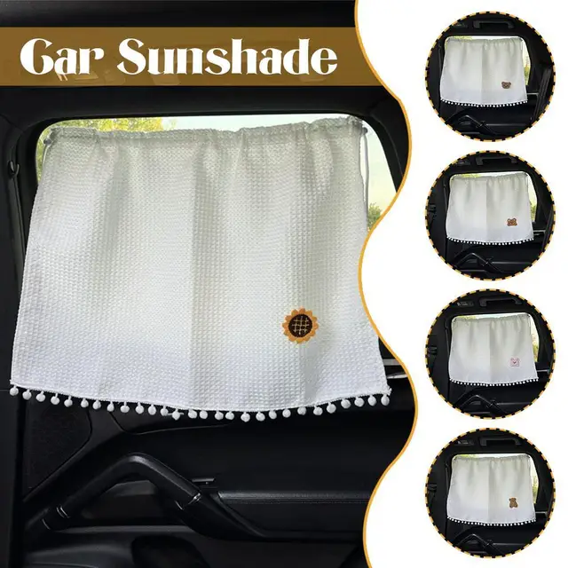 Universal Suction Cup Curtain Flower Car Window Sunshade Cover Cartoon Side Window Sunshade Uv Protection For Kid Baby Children 1