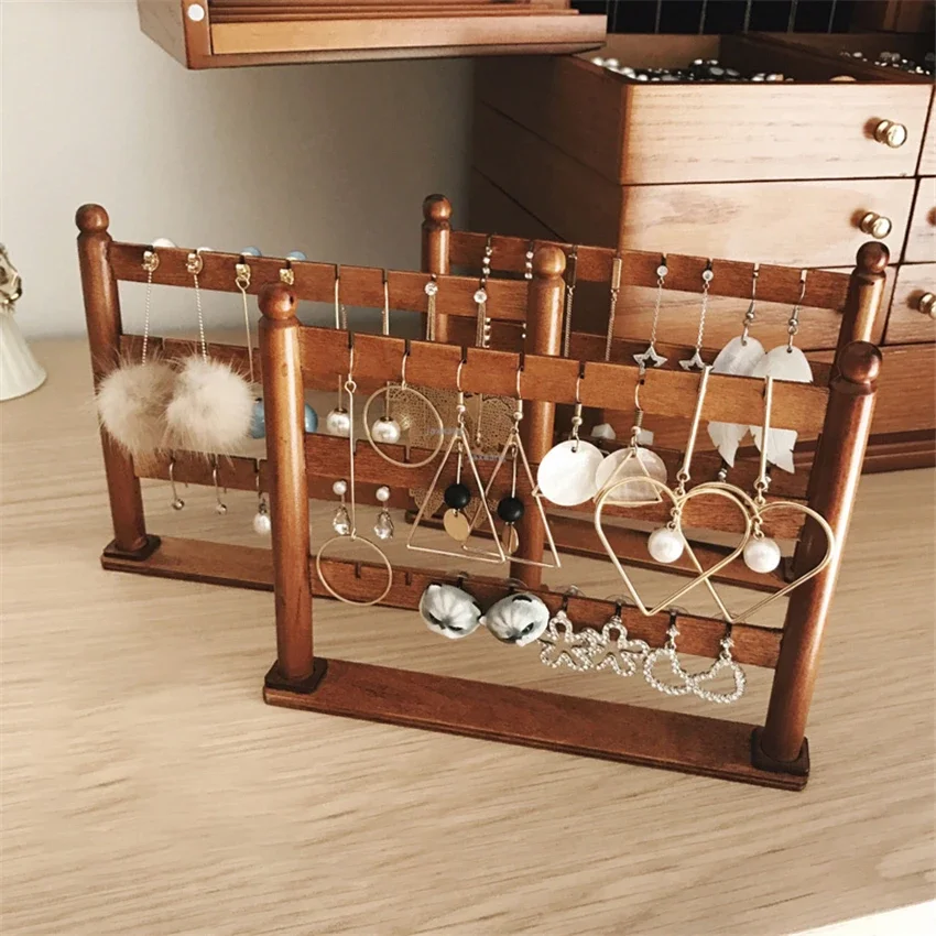 Modern Wooden Jewelry Box Organizer Large Capacity Retro Solid Wood Jewelry Earrings Storage Box Home Princess European Style B 5