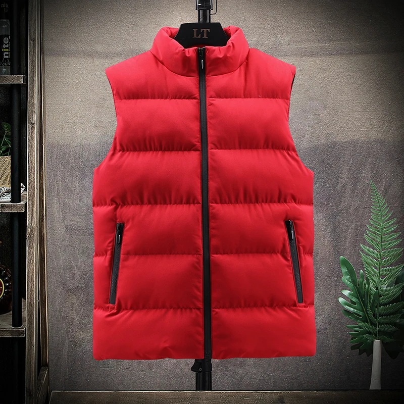 Men's Winter Jackets Vest Work wear Casual Sleeveless Stand Thick Clothes Solid Color comfort Working Vest Men's Clothing