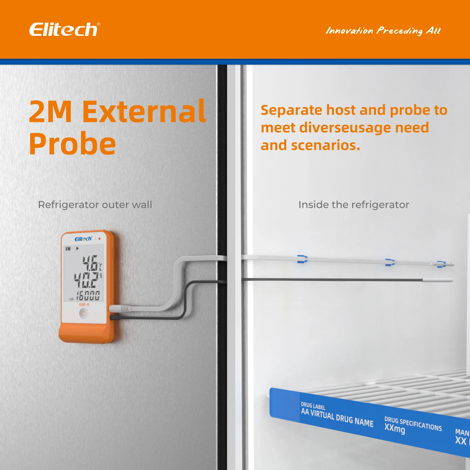 Elitech GSP-6 온도 습도 데이터 기록기, 온도 기록기, 백신용 온도 모니터, 16000 포인트 냉동 콜드 체인