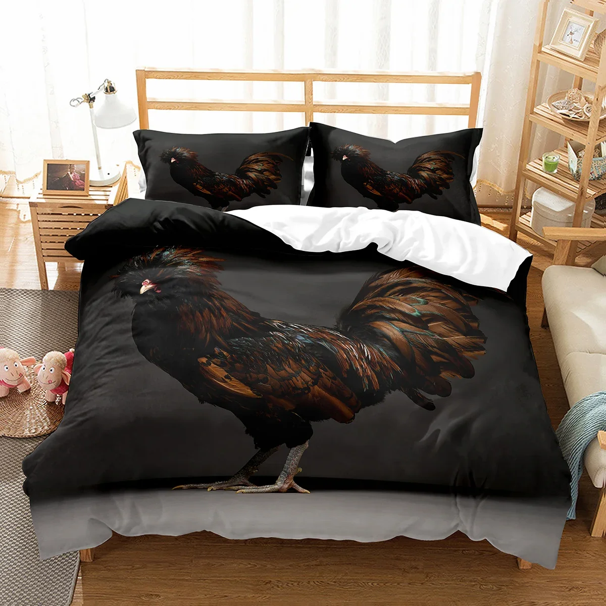 Farm Chicken King Queen Full Duvet Cover Hen Lovely Chick Bedding Set Family Animal Quilt Cover 2/3pcs Polyester Comforter Cover