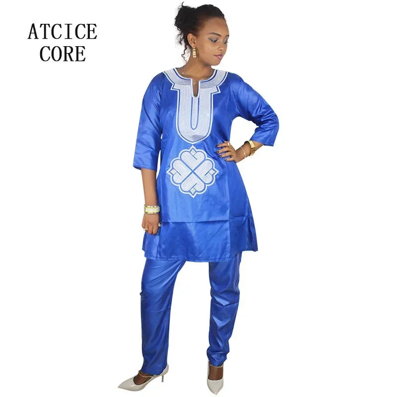 African Dresses Woman Dashiki Design Soft Material Top Pants Two Pcs One Set women two piece set african dress