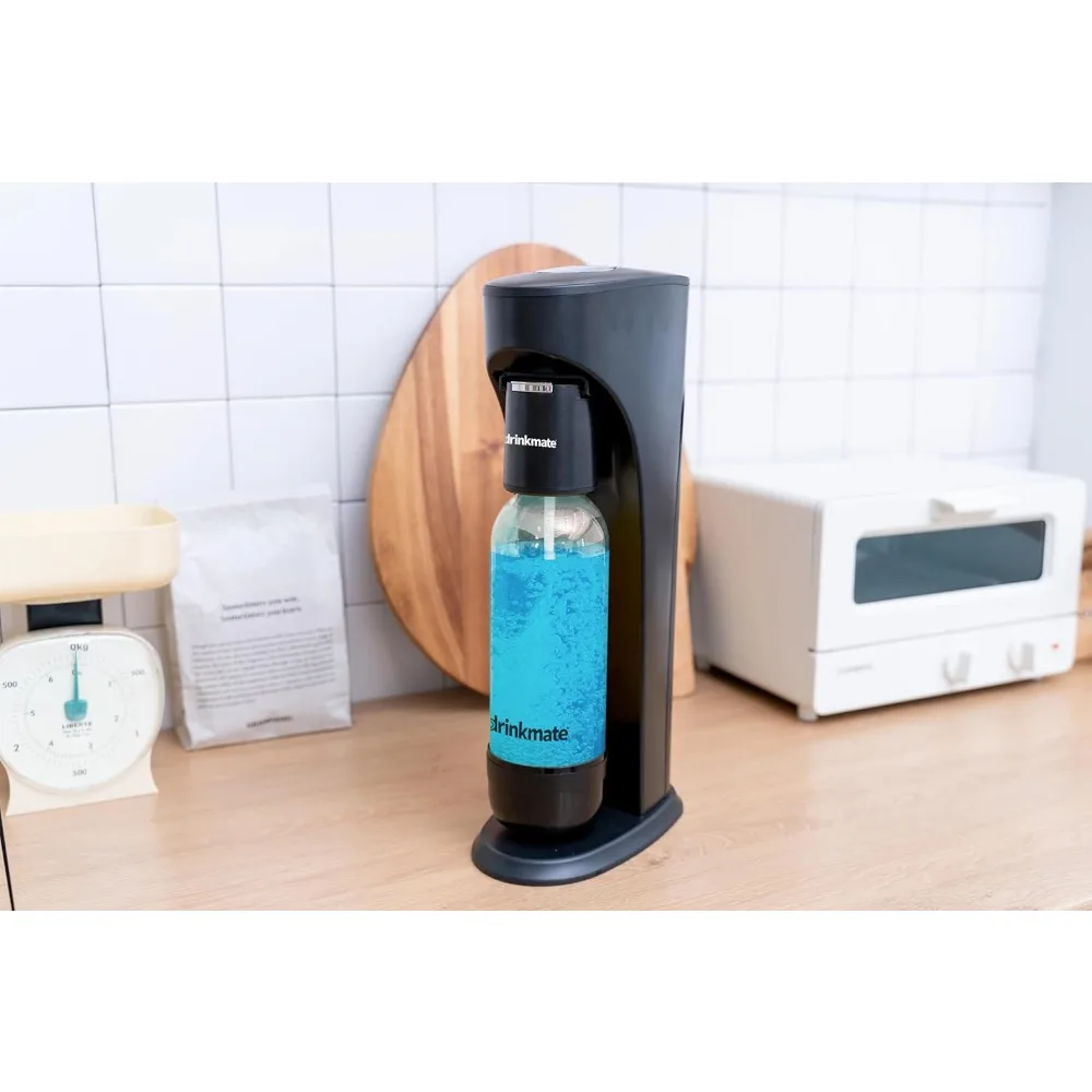 OmniFizz Sparkling Water and Soda Maker, Carbonates Any Drink, with 3oz CO2 Test Cylinder (Matte Black)