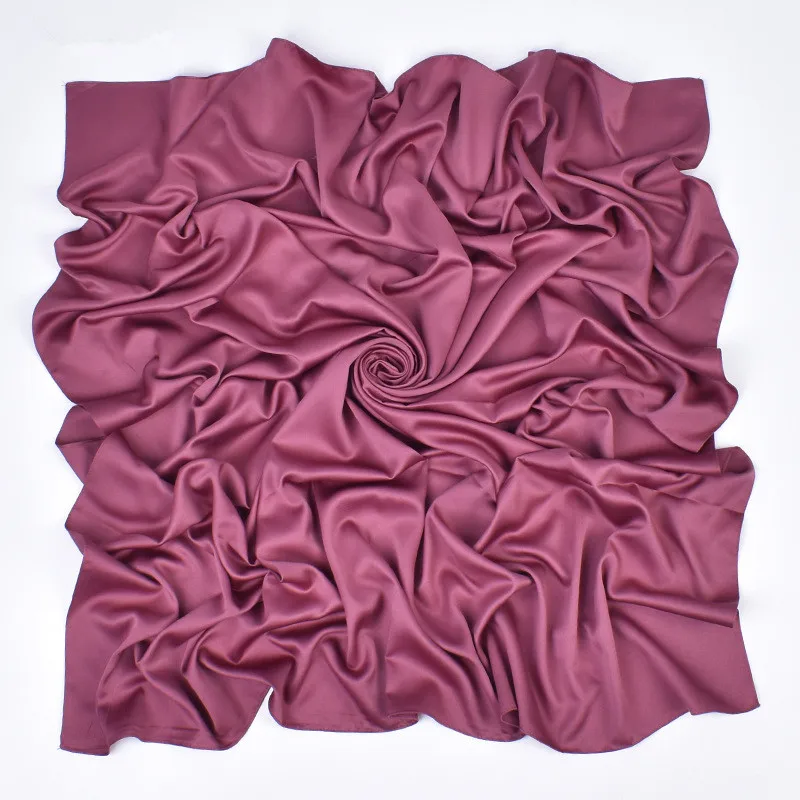 110cm*110cm Einfarbiger Satin Quadratischer Kopfschmuck Damen Mode Quadratischer Kopfwickel Schal Tücher Foulard Hijab Halstuch Bandana – Detail 10