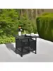VINGLI Outdoor Side Table with Umbrella Hole 1.57" Umbrella Stand Table Metal Patio Side Table Coffee Table End Table fo 5