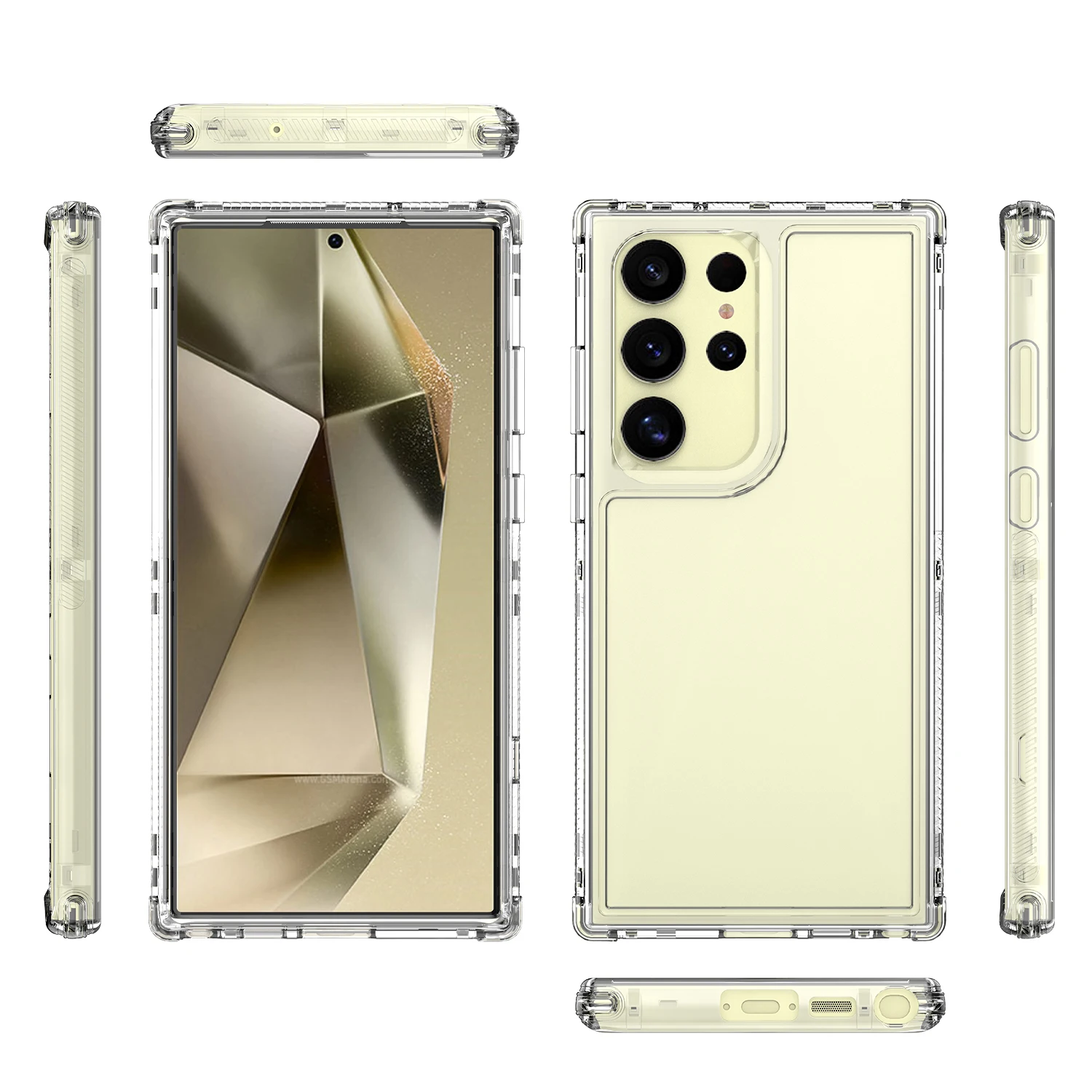 Versatile 3-in-1 Shockproof Armor Phone Case with Transparent Acrylic Back