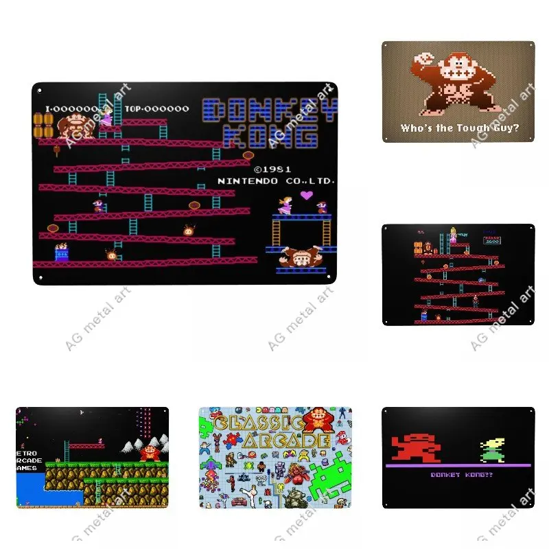 Vintage Arcade Donkey Kong Videogioco Segno In Metallo Personalizzato Console Fc Targa In Latta Cafe Wall Bar Decor Poster Di Arte Decorativa