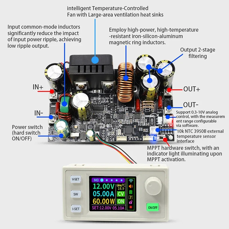 XY12522S CNC DC Buck Power Supply 125V/2000W Adjustable Stabilized
