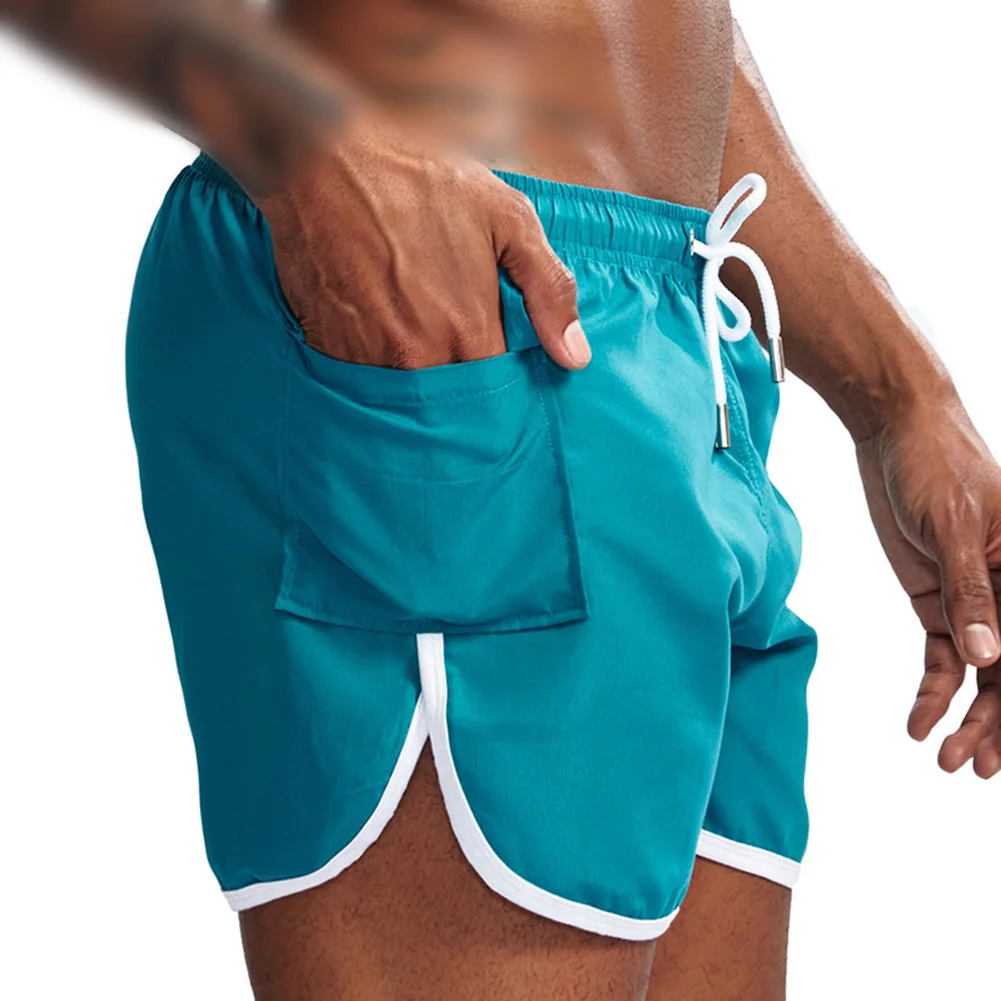 

Casual Man Running Shorts Quick Dry Solid Color Gym Athletic Workout Shorts Pocket Short Pants Clothing For Male