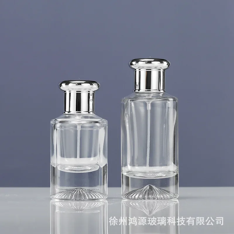 Transparent Round Glass Refillable Perfume Bottle with Crimp
