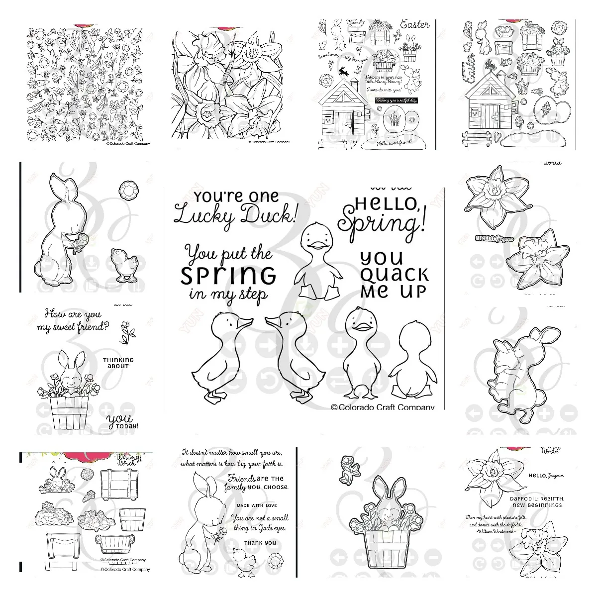 

Spring Daffodil Background Bunny Duckling Bunny Life Metal Cutting Dies Stamps Scrapbook Diary Decoration Greeting Card Handmade