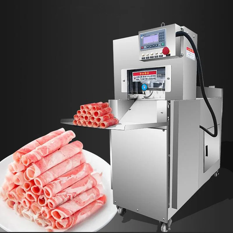 

Frozen Meat Slicer Numerical Control Mutton Roll Slicer Machine 0-50mm Thickness Adjustable Electric Fat Beef Meat Roll Cutting