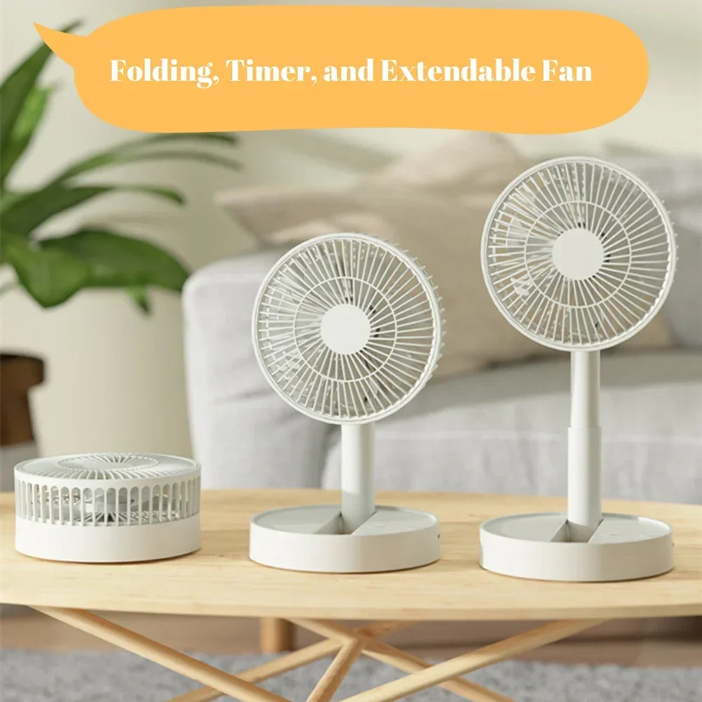 Adjustable USB Foldable Fan 3 Speeds Timing Battery Operated for Bedroom Indoor Outdoor Table