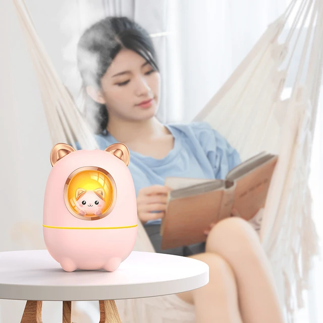 200ml Cartoon Kitty Ultrasonic Air Humidifier USB Aroma Essential Oil Diffuser with LED Light For Home Room Humidifier Diffuser 4