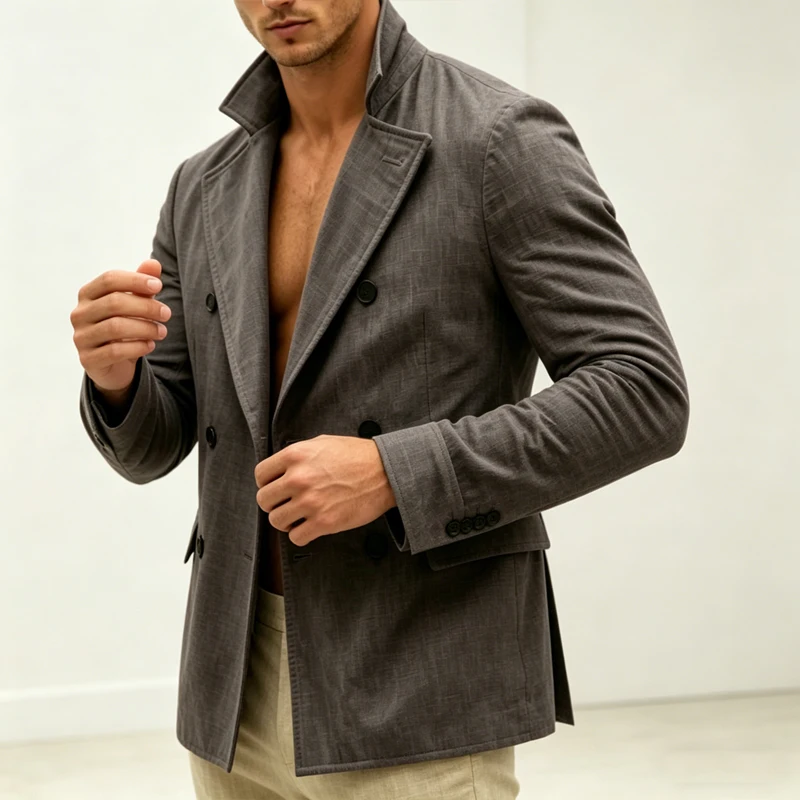 Blazer croisé en lin pour homme