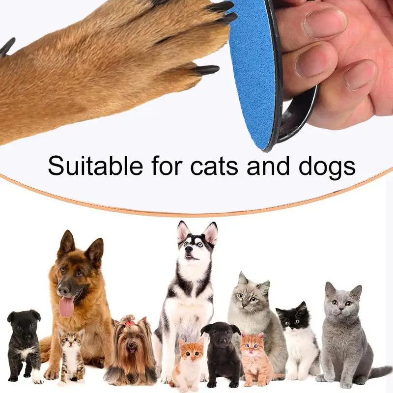 Nail File For Dogs Round Dog Nail Grinder 2Pcs Replaceable Sandpaper Puppy File Quiet Ergonomic Handle Pet Gromming