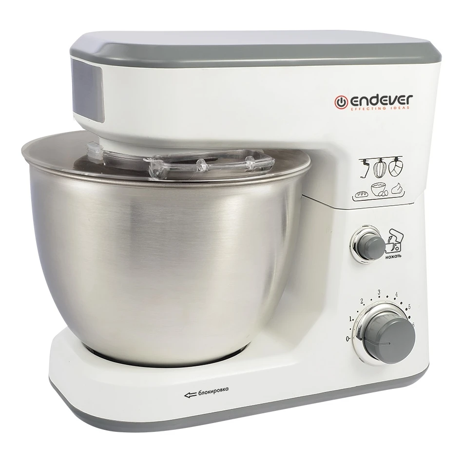 Миксер Endever Sigma-21 (Мощность 600 Вт съемная чаша объемом 4 л 6 скоростей 3 насадки) |