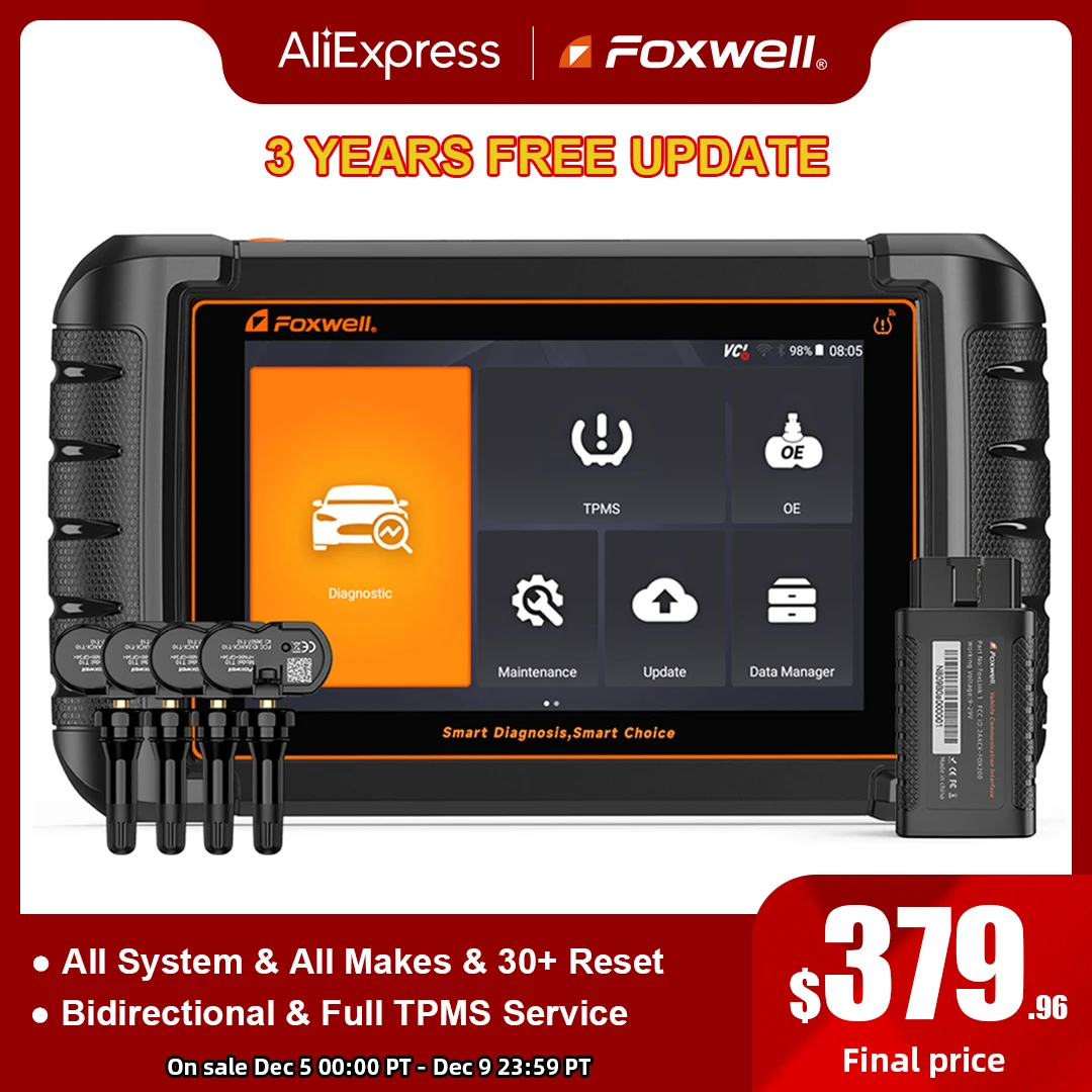 Foxwell Nt809ts Obd2 Car Auto Scanner Bidirectional Test Tpms Relearn