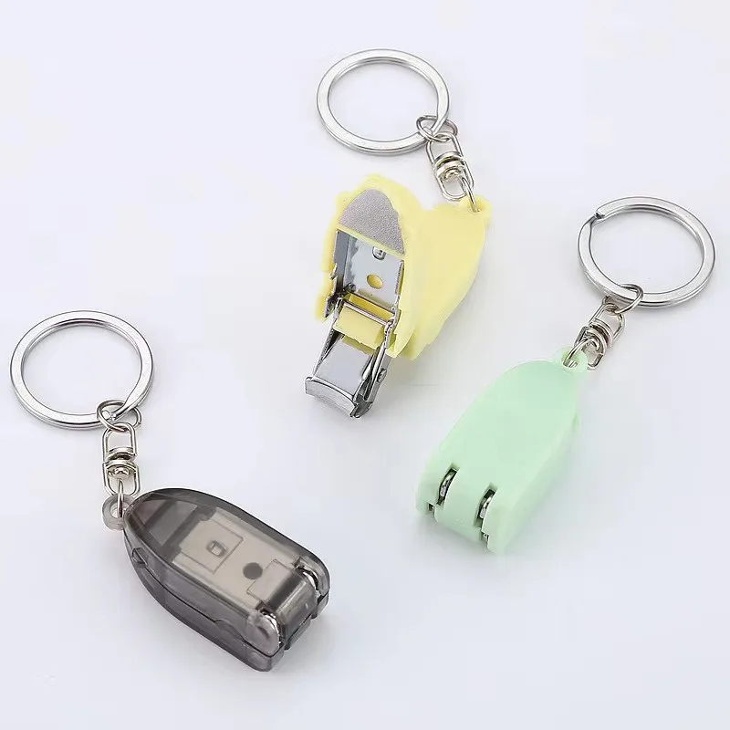 Candy Color Mini Stainless Steel Foldable Hand Toe Nail Clippers Cutter With Keychain Cutter Trimmer Silver Nail Art Tool