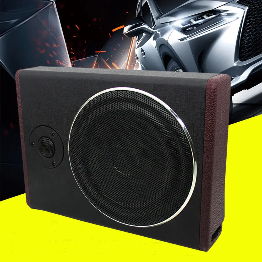 8 Inch Ultra Thin Car Subwoofer Active Under Seat Car Active Subwoofer Bass + Slim Metal Cover 12V 600W