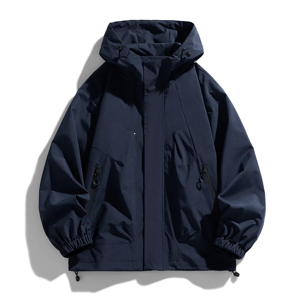 Windproof Waterproof Jacket - Plus Size Workwear Coat With Breathable Zipper Closure