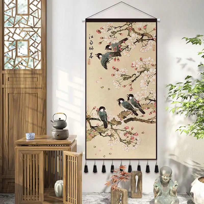 

Traditional Chinese Style Scroll Paintings Living Room Home Office Room Decor Aesthetic Tapestry Wall Hanging Decoration Poster