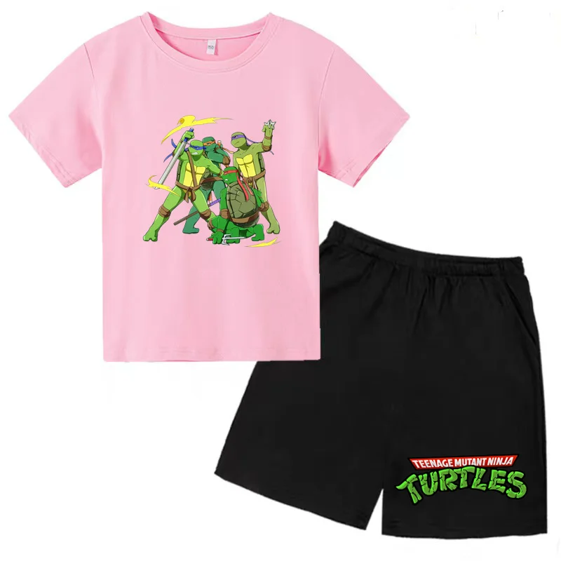 Children's Athleisure Set Summer T-shirt Shorts Cartoon Animated Print Set 3-13 Years Old Charming Outdoor Activities 2 Pieces