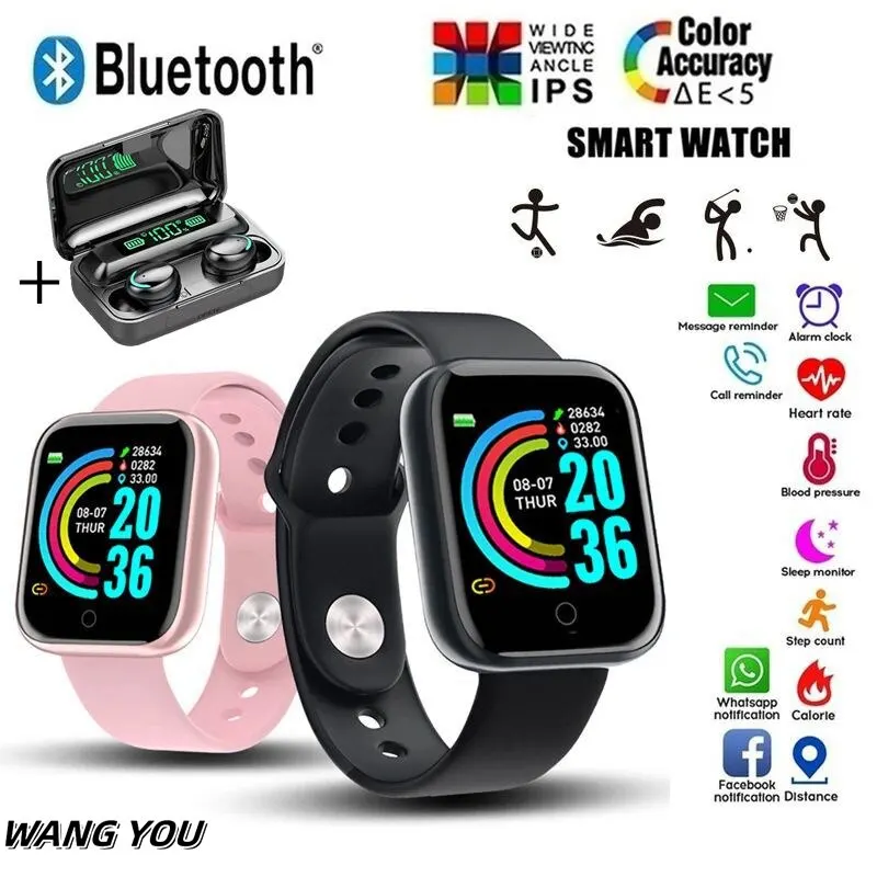 Y68 Multifunzionale Smart Watch Uomo Donna Bluetooth Connected Phone Music Fitness Sport Bracciale Cuffie Bluetooth Wireless