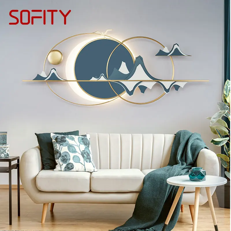 

TYLA Modern Blue Wall Picture Lights Creative Hill Landscape LED Sconce Lamp Background Decor for Living Bedroom