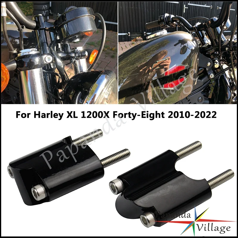 Moto 2 "Riser Manubrio Riser 1" 25Mm Bar Riser Extension Kit Per Harley Sportster Xl 1200X Forty-Eight 2010-2022 Nero