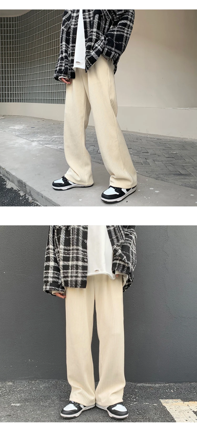 cargo pants with straps Spring Black Gray Solid Color Men Casual Pants Corduroy Man Straight Pants 2022 Men Woman Oversized Wide Leg Trousers beige cargo pants