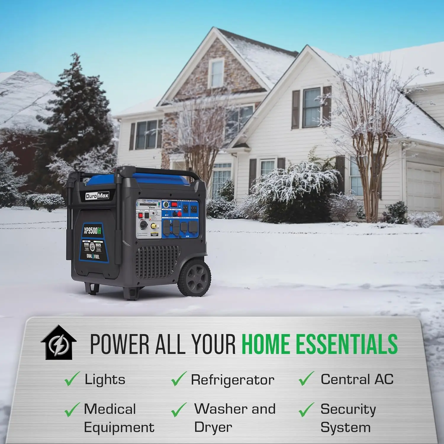 9500 Watt 459cc Dual Fuel Digital Inverter Hybrid Portable Generator Automatic Transfer Switch Ready Remote Start
