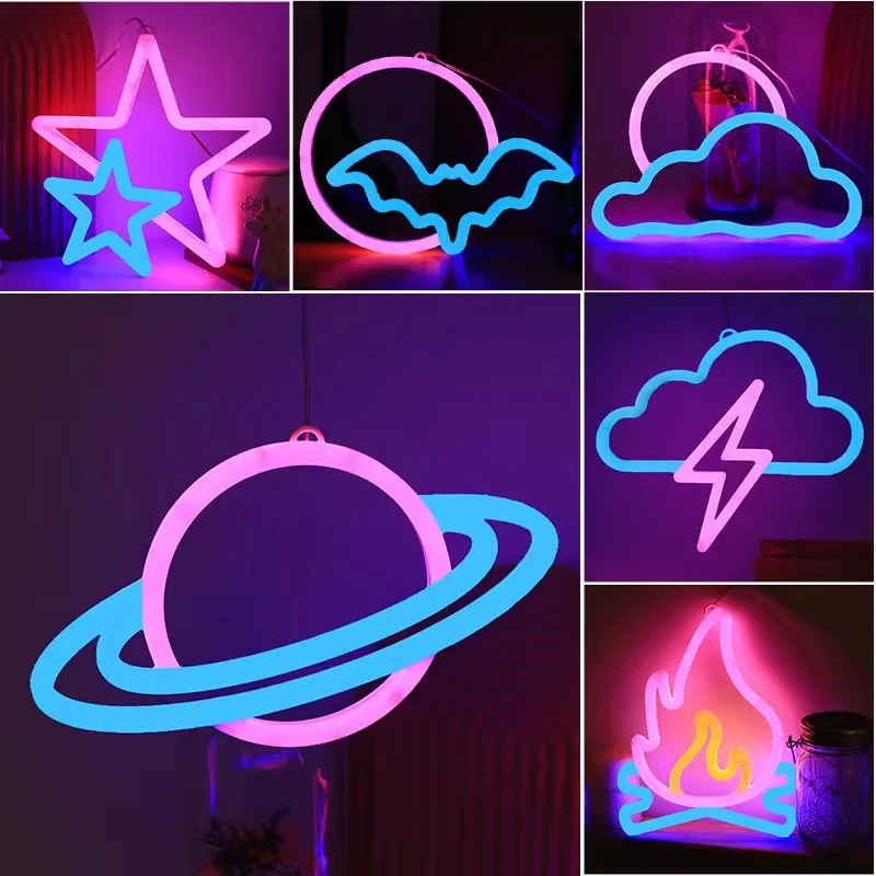 Gamepad Fire Moon Star LED Bright Neon Light Night Sign Modeling Lamp Room Wall Art Decoration Wholesale Xmas Birthday Wedding 1