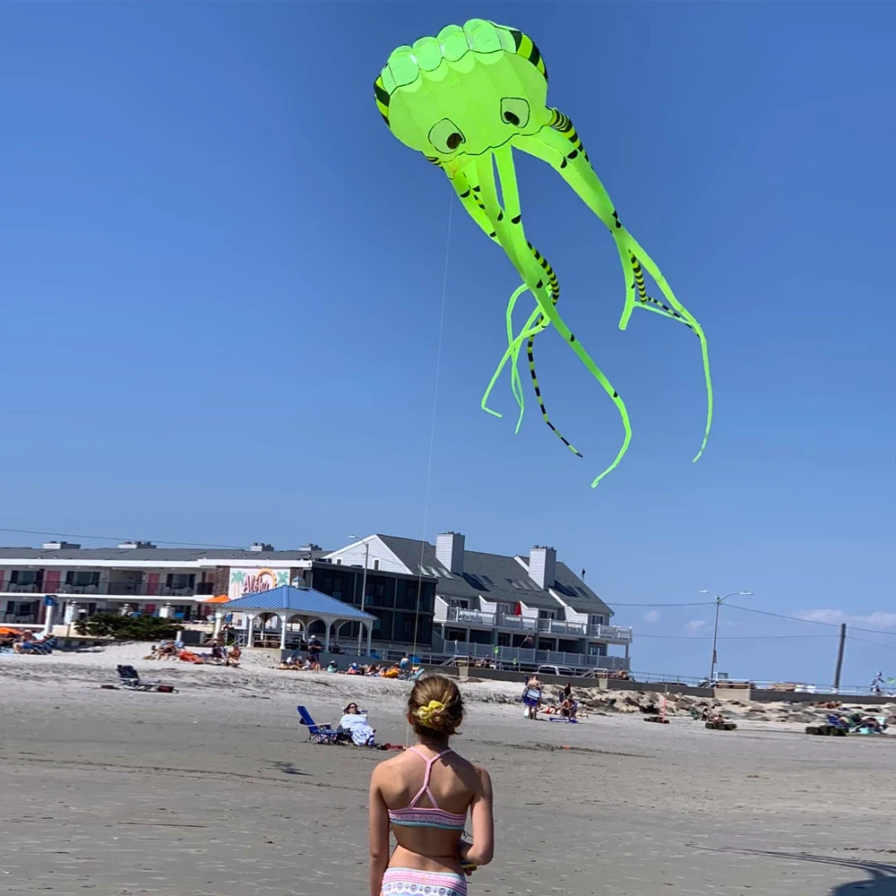 9KM 13color Big Octopus Kite 8m Large Single Line Soft Inflatable Kite 30D Ripstop Polyester Fabric with Bag 5