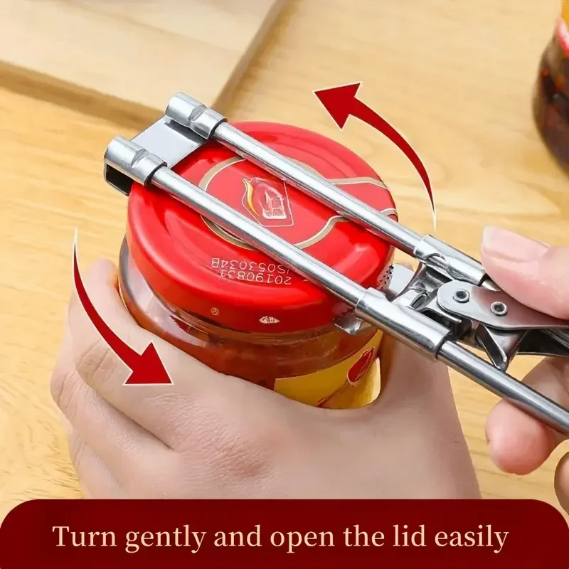 Adjustable Multi-Function Bottle Opener Stainless Steel Lids Off Jar Opener Labor-Saving Screw Can Opener For Kitchen Tools