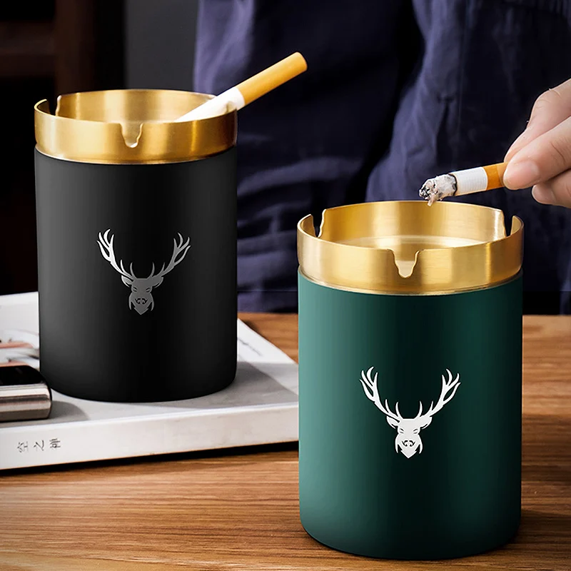 Round Metal Stainless Steel Ashtray Smokeless Cigar Office Home Decor stainless steel ashtray metal ashtray cigarettes ashtray