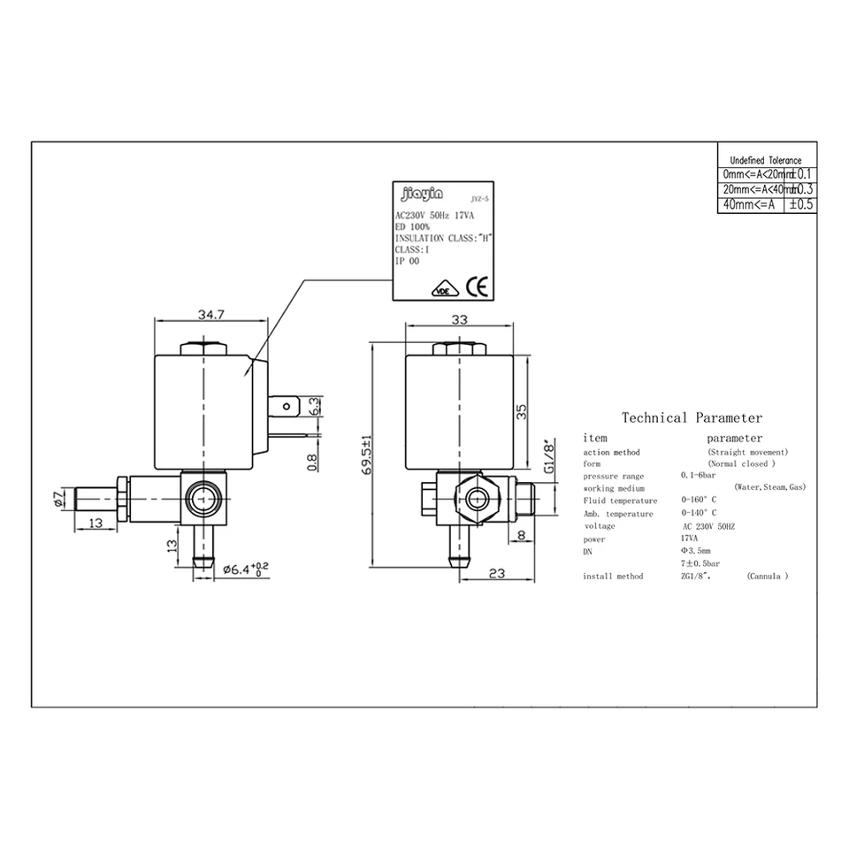 JIAYIN JYZ-5 Magnetventil 230V - Elektrisches 3-Wege Ventil G1/8 Für Gas