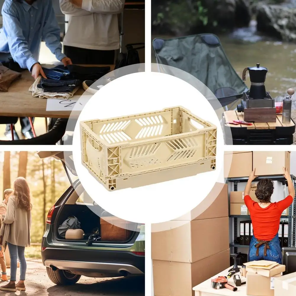 Description Picture 2 of item5L Folding Plastic Storage Box Storage Crate Stackable Desktop Cosmetic Basket Heavy Duty Utility Crate with Handles for toys