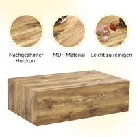 Table basse rectangulaire avec finition imitation bois. Dimensions : 90×50×30 cm, en MDF, aucun assemblage nécessaire. Équipé de pieds antidérapants au bas, il s'adapte au style moderne et luxueux. 5