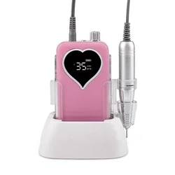 Hot Sale OEM Professional Heart Shape HD Display 35000rpm Electric Rechargeable Cordless Nail Drill Machine Portable Manicure 2