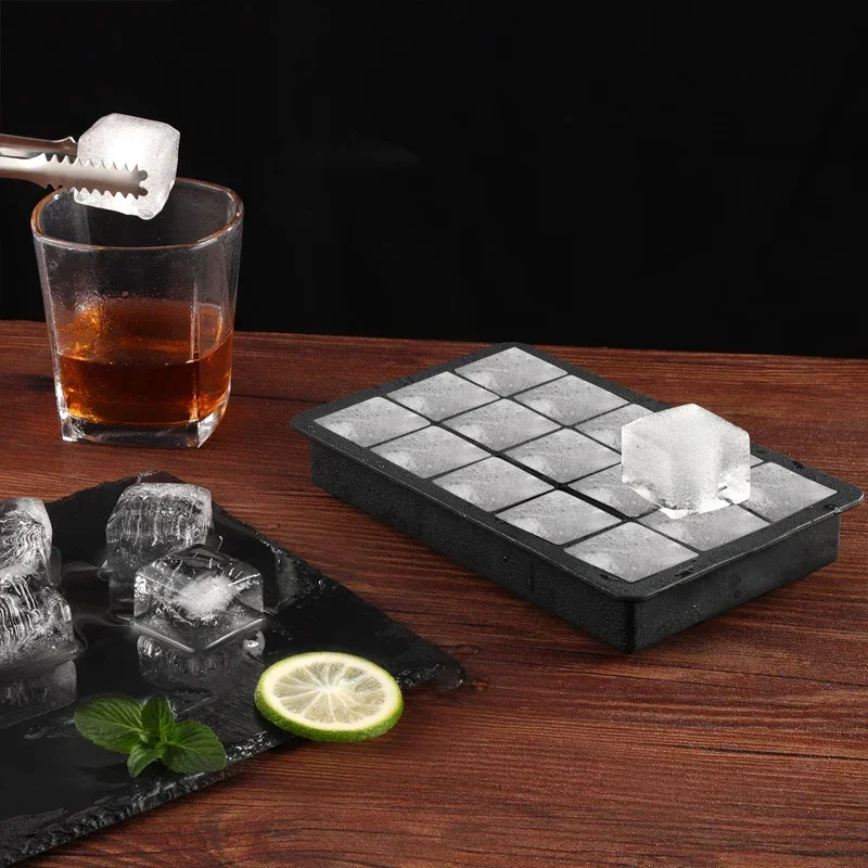 New 15 Grid Silicone Ice Cube Molds Big Tray Mold Ice Cube Maker Reusable Durable Bar Pub Whiskey Cocktail Ice Block Maker Model
