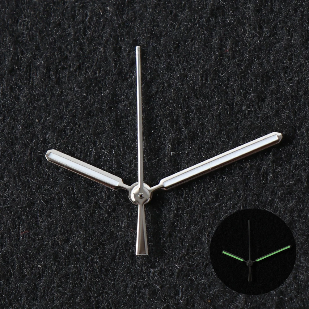 Premium Watch Needle Hands with Green Lume in Silver and Rose Gold Finish