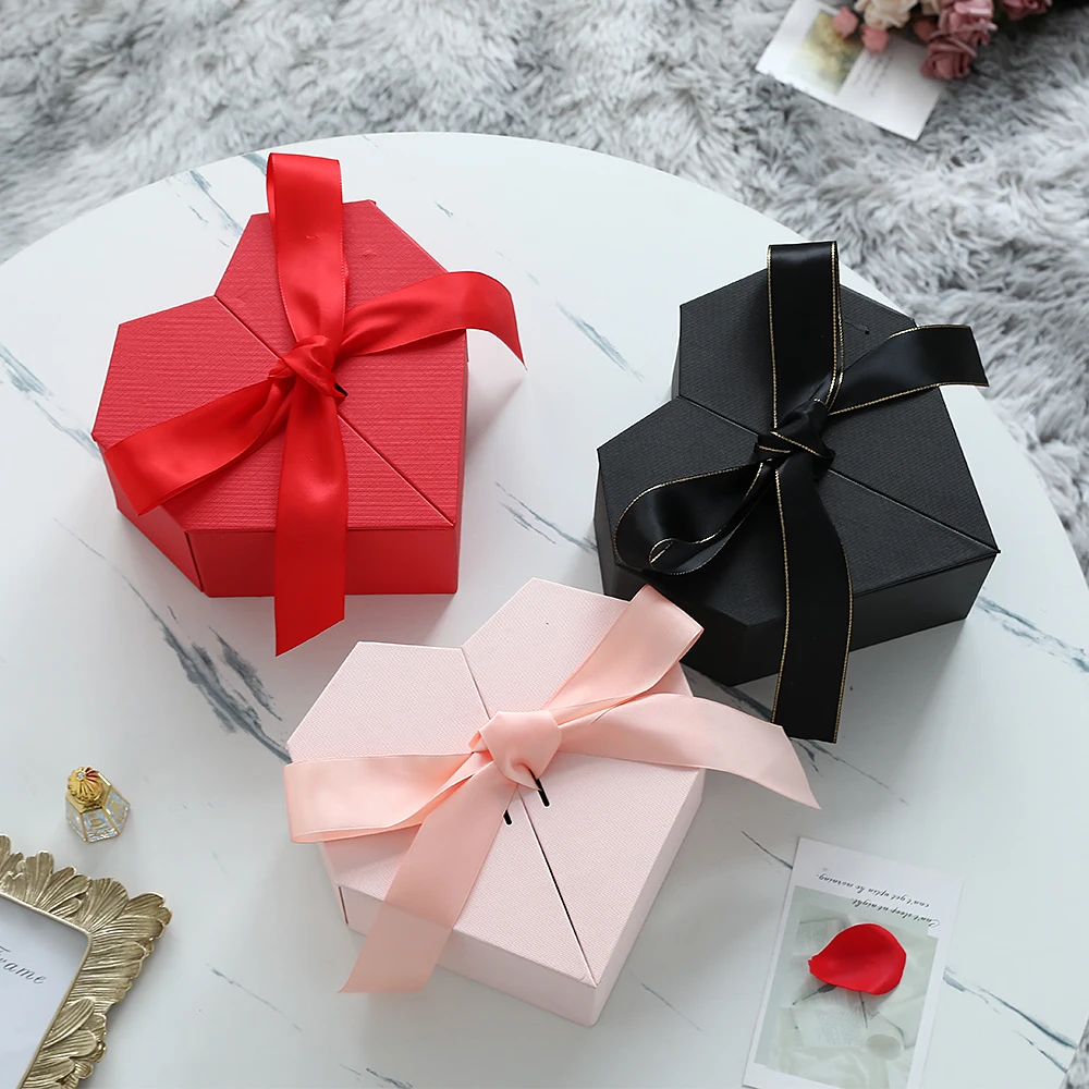 Valentines Day Presents Packing Box Exquisite Red Heart Shaped Gifts Box  With Bows Birthday Wedding Decorations Gift for Women - AliExpress