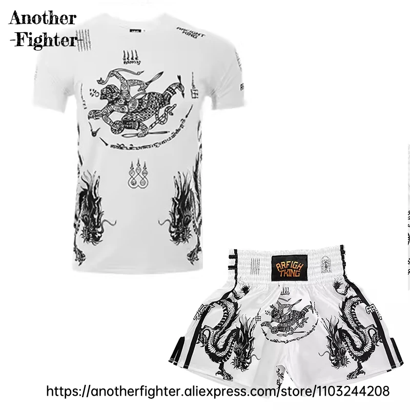 Muay Thai Shorts MMA Jiu-Jitsu Rashguard Boxing Shorts T Shirt Set Martial Arts Combat Uniform Kickboxing Cage Fighting Clothing